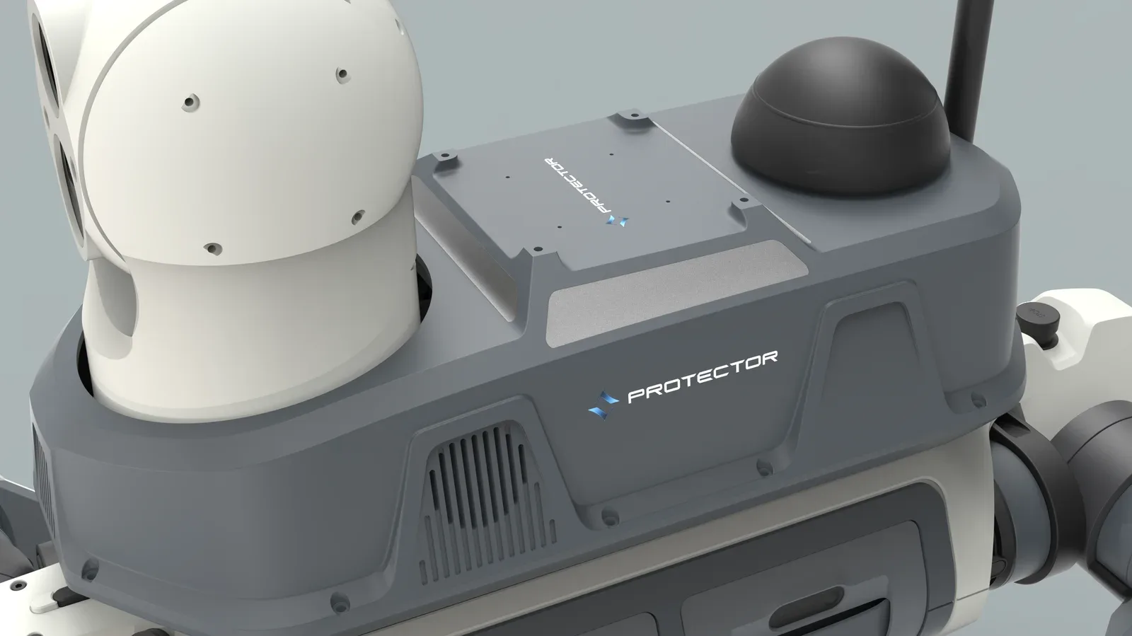 Sensor module of the PUMA M20 Protector with PTZ camera, LiDAR dome and antenna
